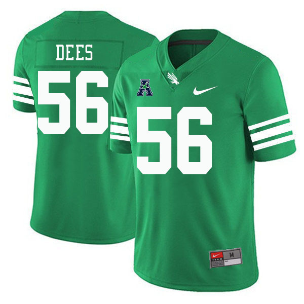 #56 Kaden Dees North Texas Mean Green College Football Jerseys Stitched-Green